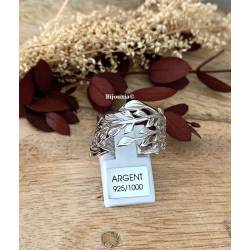 Bague Feuille En Argent Massif 925 Millièmes Rhodié Tailles 50-52-54-56-58-60