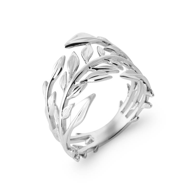 Bague Feuille En Argent Massif 925 Millièmes Rhodié Tailles 50-52-54-56-58-60