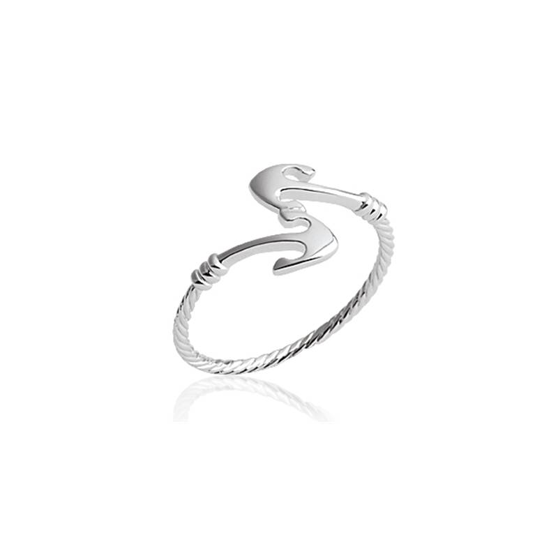 Bague Symbole Ancre Marine En Argent Massif 925/000 Rhodié Tailles 50 à 60 CHOIX
