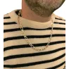 Chaîne 8MM x 55CM Maille Figaro Diamantée 1-3 Plaqué Or 18 Carats Homme