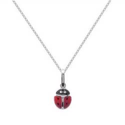 Pendentif Coccinelle émail couleur rouge En Argent Massif 925/000 Bijoux Enfant