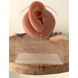 Boucles D'oreilles Chaîne Traversante 7CM Plaqué Or 18 Carats Bijoux Femme