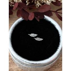 Boucles D'oreilles puces PLUMES Argent Massif 925 Millièmes Rhodié Bijoux