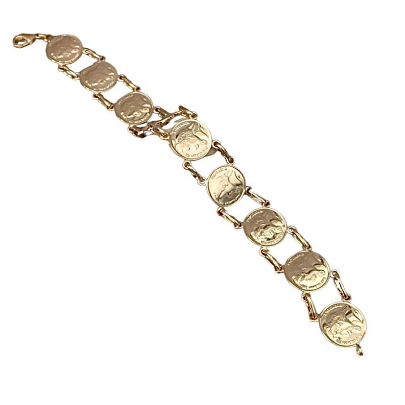 Bracelet Pièces Imitation Louis d' Or Napoléon En Plaqué Or 18K