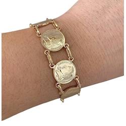 Bracelet Pièces Imitation Louis d' Or Napoléon En Plaqué Or 18K