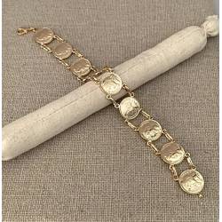 Bracelet Pièces Imitation Louis d' Or Napoléon En Plaqué Or 18K