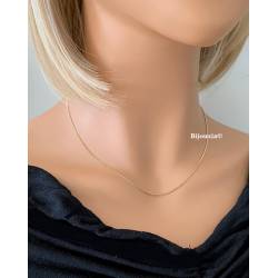 Chaîne fine gourmette serrée longueur 60cm Plaqué Or 18 carats 750/1000