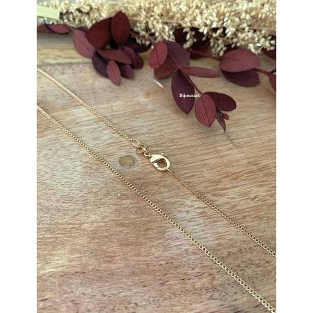 Chaîne fine gourmette serrée longueur 50cm Plaqué Or 18 carats 750/1000