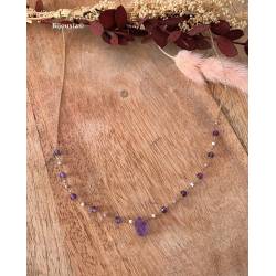 Collier Pierres Fines Améthyste Véritable en plaqué or 18 Carats 750/000