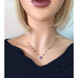 Collier Pierres Fines Améthyste Véritable en plaqué or 18 Carats 750/000