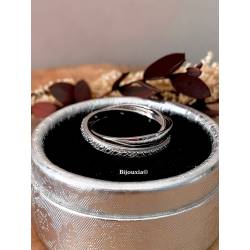 Bague 3 Anneaux Entrelacés Sertie ZIRCONIUM Argent Massif 925 Rhodié
