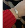 Bracelet Jonc Ouvert PLUME Argent Massif 925/1000 Bijoux Femme NEUF