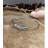 Bracelet Jonc Ouvert PLUME Argent Massif 925/1000 Bijoux Femme NEUF