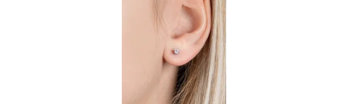 Boucles D'oreilles 3MM Puces Zirconium Argent Massif 925/000 Rhodié