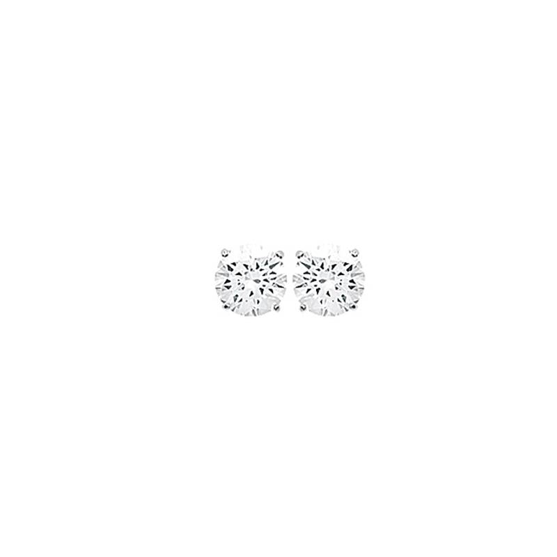 Boucles D'oreilles 6MM Puces Zirconium Argent Massif 925/000 Rhodié