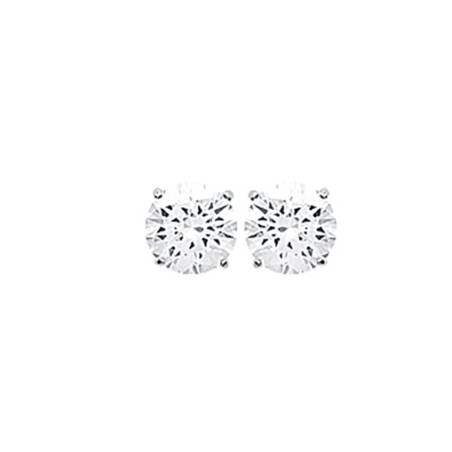 Boucles D'oreilles 6MM Puces Zirconium Argent Massif 925/000 Rhodié