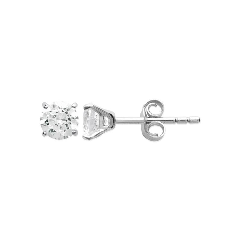 Boucles D'oreilles 5MM Puces Zirconium Argent Massif 925/000 Rhodié
