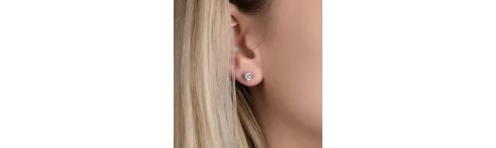 Boucles D'oreilles 5MM Puces Zirconium Argent Massif 925/000 Rhodié