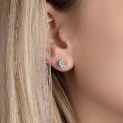 Boucles D'oreilles 5MM Puces Zirconium Argent Massif 925/000 Rhodié