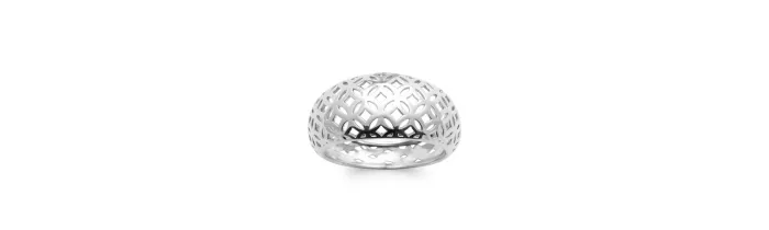 Bague jonc bombée ajourée dentelée en argent massif rhodié 925 T50 à 60