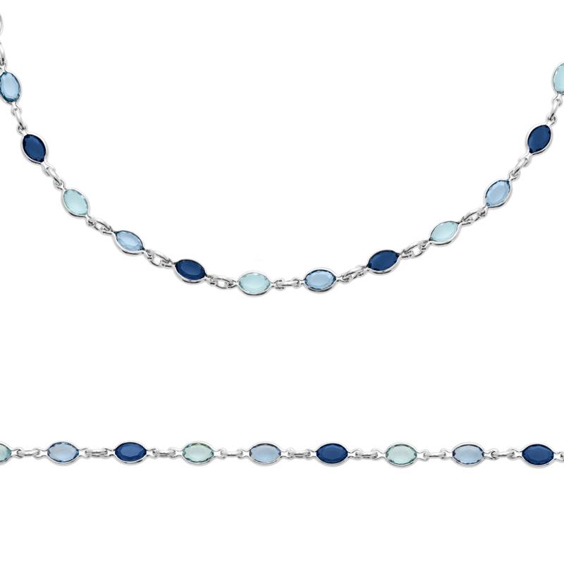 Collier cristal de Swarovski dégradé tons de bleus en argent 925/000 rhodié