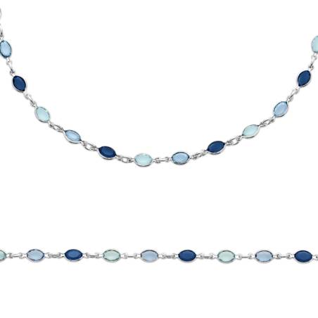 Collier cristal de Swarovski dégradé tons de bleus en argent 925/000 rhodié
