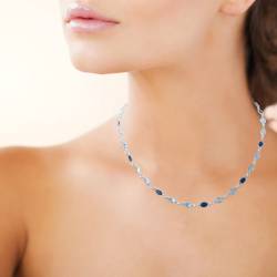 Collier cristal de Swarovski dégradé tons de bleus en argent 925/000 rhodié