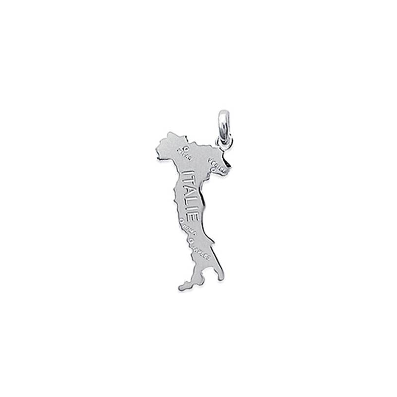 Pendentif Carte Italie En Argent Massif 925/1000
