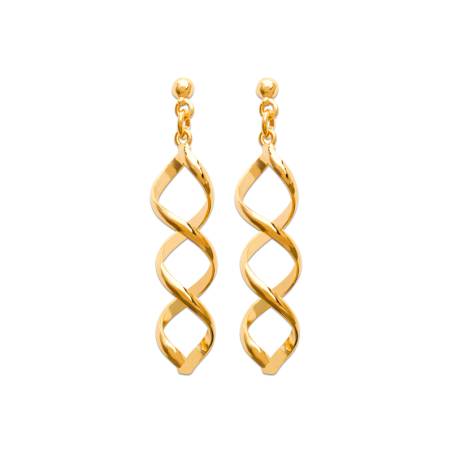 Boucles D'oreilles Torsadées Spirales En Plaqué Or 18 Carats Bijoux Femme