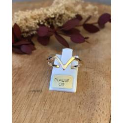 Bague Symbole Triangle Forme V En Plaqué Or 18 Carats 750/1000 Tailles 50 à 60