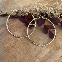 Créoles 5 cm Torsadées Plaqué Or 18 CARATS 750/000