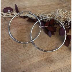 Créoles Rondes 5 cm Argent Massif 925/1000 Rhodié