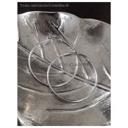 Créoles Rondes 5 cm Argent Massif 925/1000 Rhodié