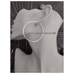 Créoles Rondes 5 cm Argent Massif 925/1000 Rhodié