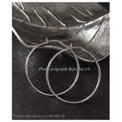 Créoles Rondes 5 cm Argent Massif 925/1000 Rhodié