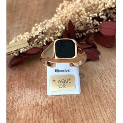 Bague Chevalière Onyx Plaqué Or 18 CARATS Tailles CHOIX 46 à T68
