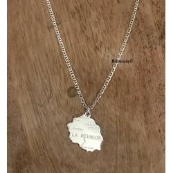 Pendentif Carte La Réunion Argent Massif 925/000