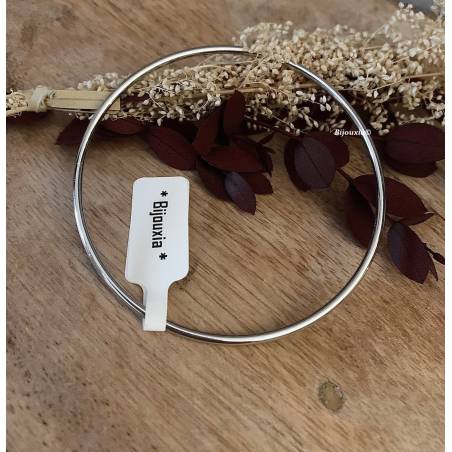 Bracelet Jonc Diamètre 6,2cm Argent Massif 925/1000 Rhodié