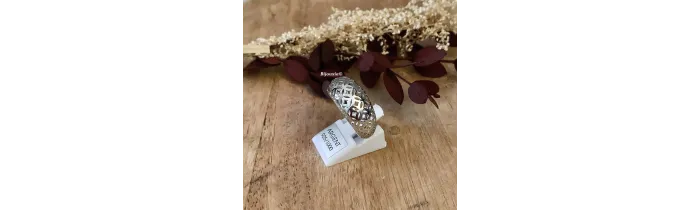 Bague jonc bombée ajourée dentelée en argent massif rhodié 925 T50 à 60