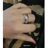 Bague jonc bombée ajourée dentelée en argent massif rhodié 925 T50 à 60