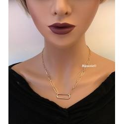 Collier Maillons de Chaîne Alternés 45CM Plaqué Or 18 Carats 750/1000