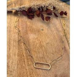 Collier Maillons de Chaîne Alternés 45CM Plaqué Or 18 Carats 750/1000