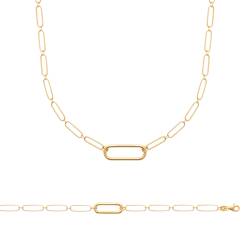 Collier Maillons de Chaîne Alternés 45CM Plaqué Or 18 Carats 750/1000