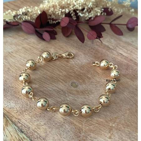 Bracelet Boules 8MM Plaqué Or 18 CARATS 750/1000
