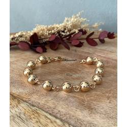 Bracelet Boules 8MM Plaqué Or 18 CARATS 750/1000