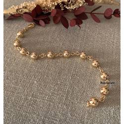 Bracelet Boules 8MM Plaqué Or 18 CARATS 750/1000