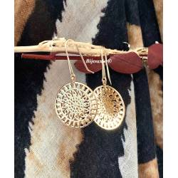 Boucles D'oreilles Pendantes Ajourées Plaqué or 18 Carats