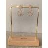 Boucles D'oreilles double fleurs ajourées pendantes En Plaqué Or 18 Carats