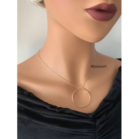 Collier avec Pendentif Cercle En Plaqué or 18 Carats 750/1000
