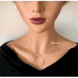 Collier avec Pendentif Cercle En Plaqué or 18 Carats 750/1000